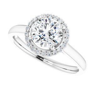 14K White 6.5 mm Round Forever Oneâ„¢ Moissanite & 1/10 CTW Diamond Engagement Ring  