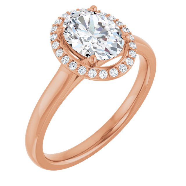 14 K Rose Gold Halo Engagement Ring