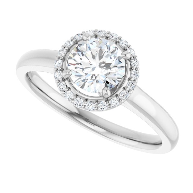 14 K White Gold Halo Engagement Ring - Image 5