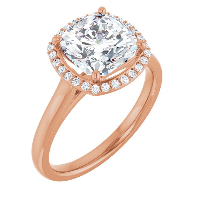 14 K Rose Gold Halo Engagement Ring