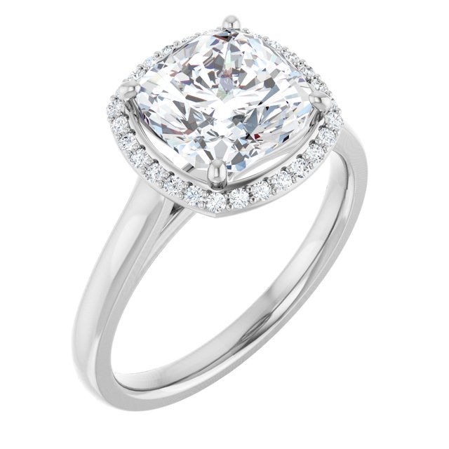 14 K White Gold Halo Engagement Ring