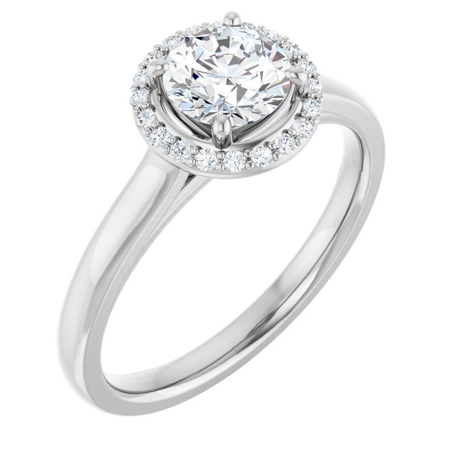 14 K White Gold Halo Engagement Ring