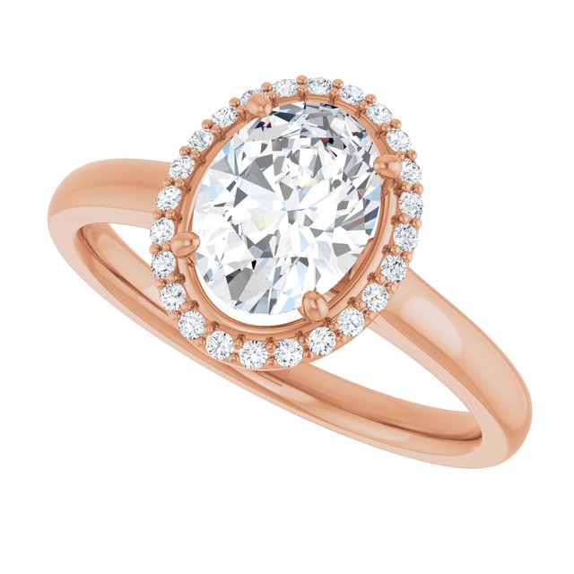 14 K Rose Gold Halo Engagement Ring - Image 5
