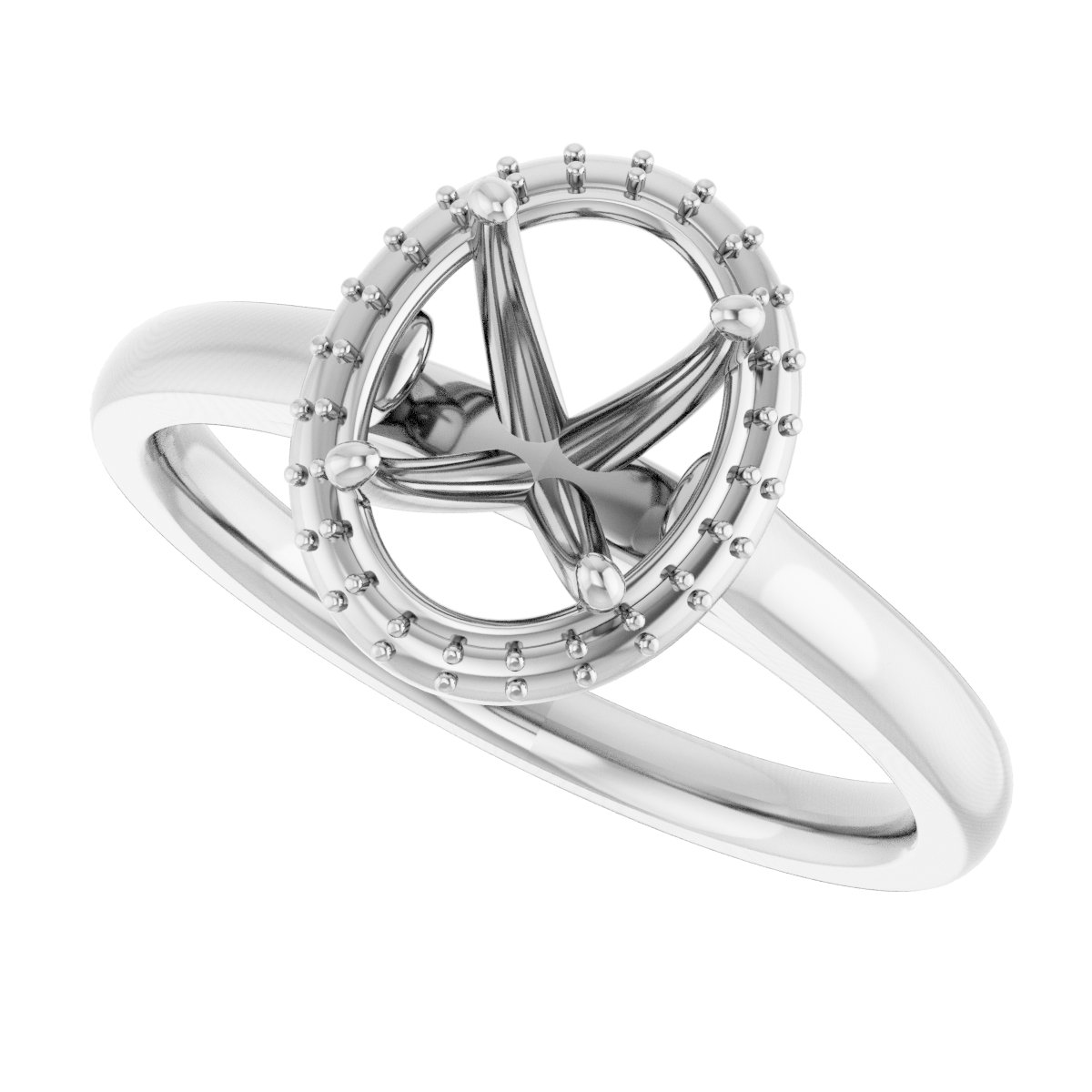 14 K White Gold Halo Engagement Ring - Image 5