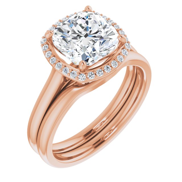 14 K Rose Gold Halo Engagement Ring - Image 6