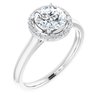 14K White 6.5 mm Round Forever One Created Moissanite and .10 CTW Diamond Ring Ref 12886750