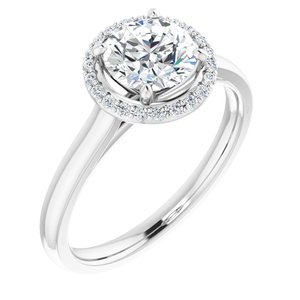 14K White 6.5 mm Round Forever One™ Created Moissanite & 1/10 CTW Diamond Ring