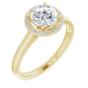 14K Yellow 6.5 mm Round Forever One™ Moissanite & 1/10 CTW Diamond Engagement Ring