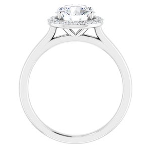 Platinum 7.5 mm Round Forever Oneâ„¢ Moissanite & 1/10 CTW Diamond Engagement Ring  