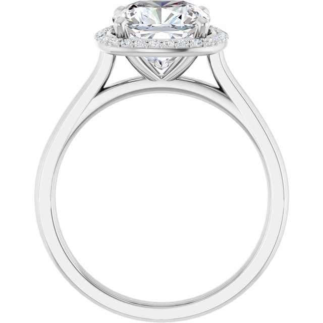 14 K White Gold Halo Engagement Ring - Image 2