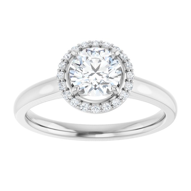 14 K White Gold Halo Engagement Ring - Image 3