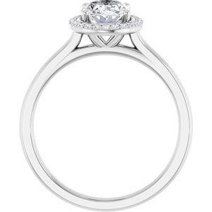 14K White 8x6 mm Oval Forever One™ Moissanite & 1/10 CTW Diamond Engagement Ring