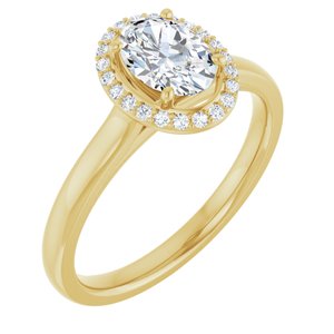 14K Yellow 7x5 mm Oval Forever One™ Moissanite & 1/10 CTW Diamond Engagement Ring
