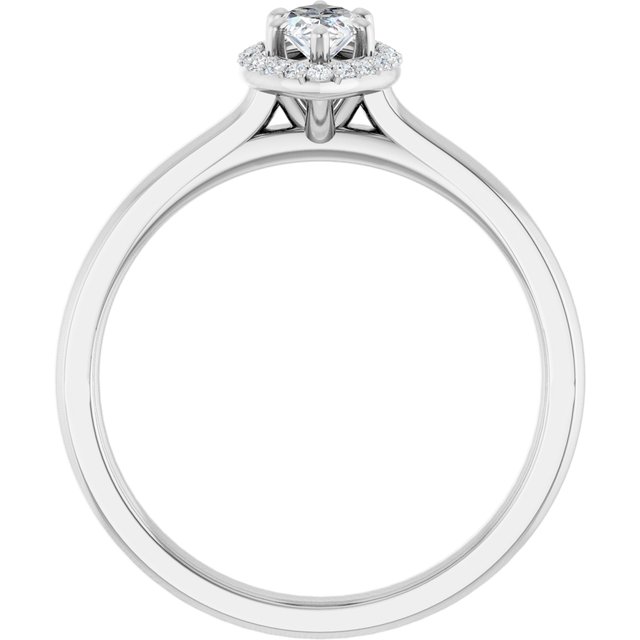 14 K White Gold Halo Engagement Ring - Image 2