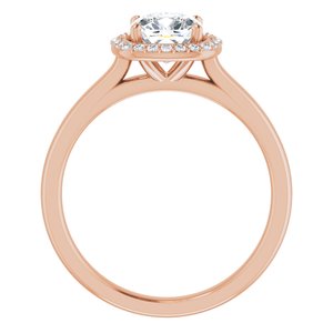 14K Rose 6 mm Cushion Forever One™ Moissanite & 1/10 CTW Diamond Engagement Ring