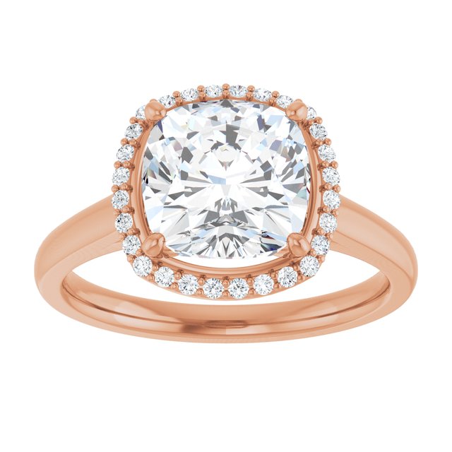 14 K Rose Gold Halo Engagement Ring - Image 3