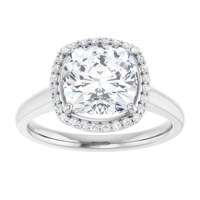 14 K White Gold Halo Engagement Ring - Image 3