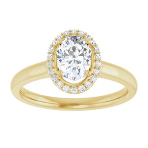 14K Yellow 7x5 mm Oval Forever Oneâ„¢ Moissanite & 1/10 CTW Diamond Engagement Ring  