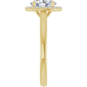 14K Yellow 8x6 mm Oval Forever Oneâ„¢ Moissanite & 1/10 CTW Diamond Engagement Ring  