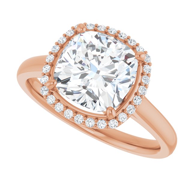14 K Rose Gold Halo Engagement Ring - Image 5
