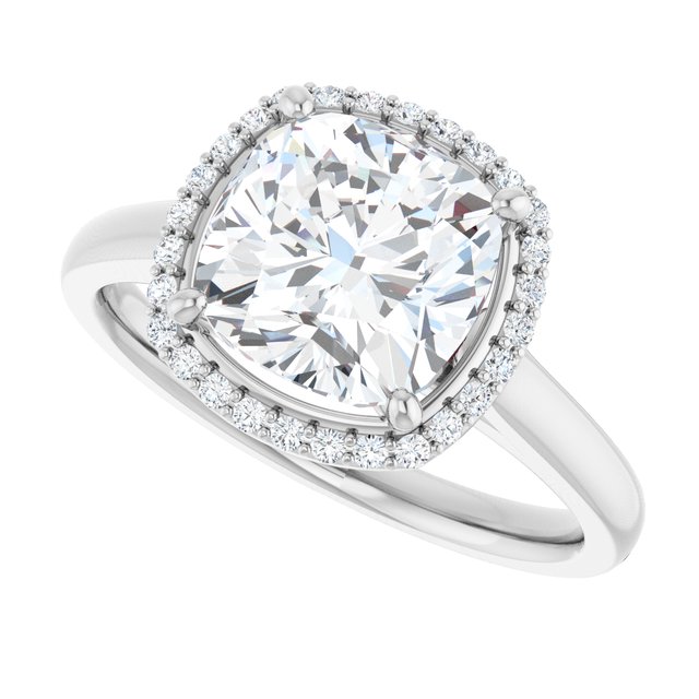 14 K White Gold Halo Engagement Ring - Image 5