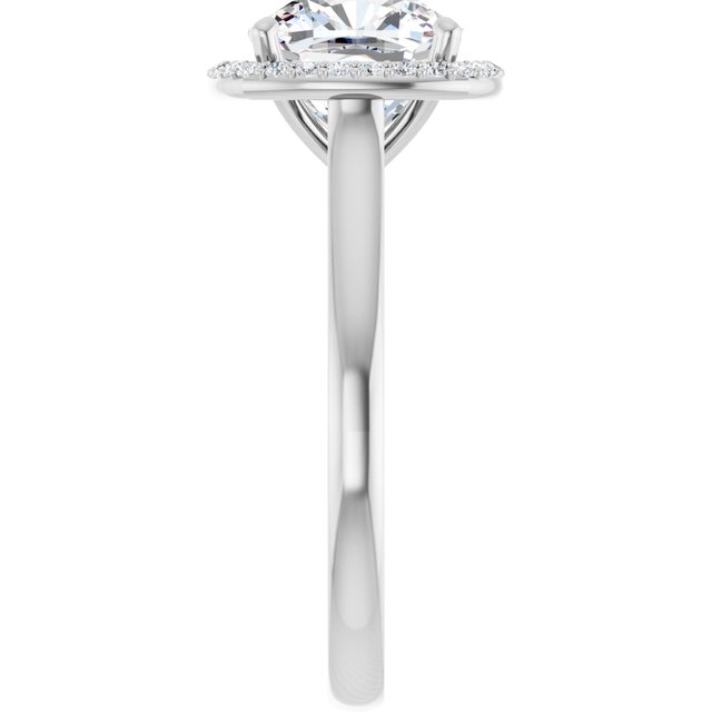 14 K White Gold Halo Engagement Ring - Image 4