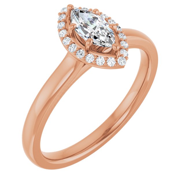 14 K Rose Gold Halo Engagement Ring