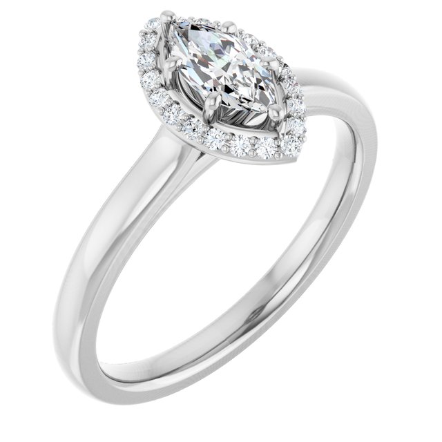 14 K White Gold Halo Engagement Ring