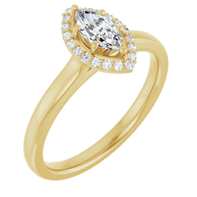 14 K Yellow Gold Halo Engagement Ring