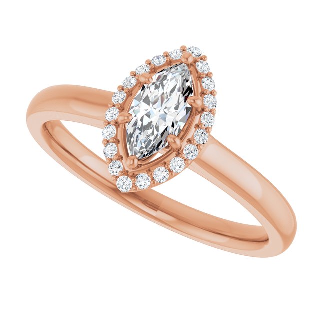 14 K Rose Gold Halo Engagement Ring - Image 5