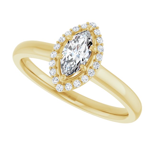 14 K Yellow Gold Halo Engagement Ring - Image 5