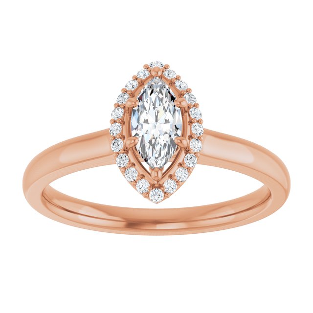 14 K Rose Gold Halo Engagement Ring - Image 3