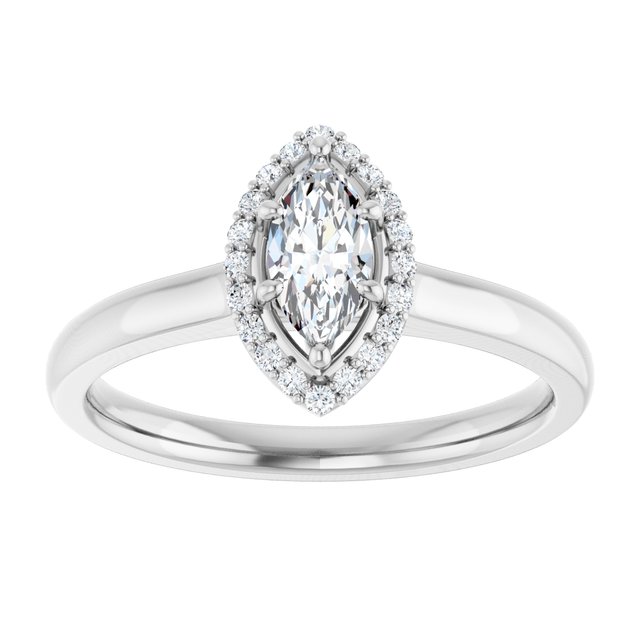 14 K White Gold Halo Engagement Ring - Image 3