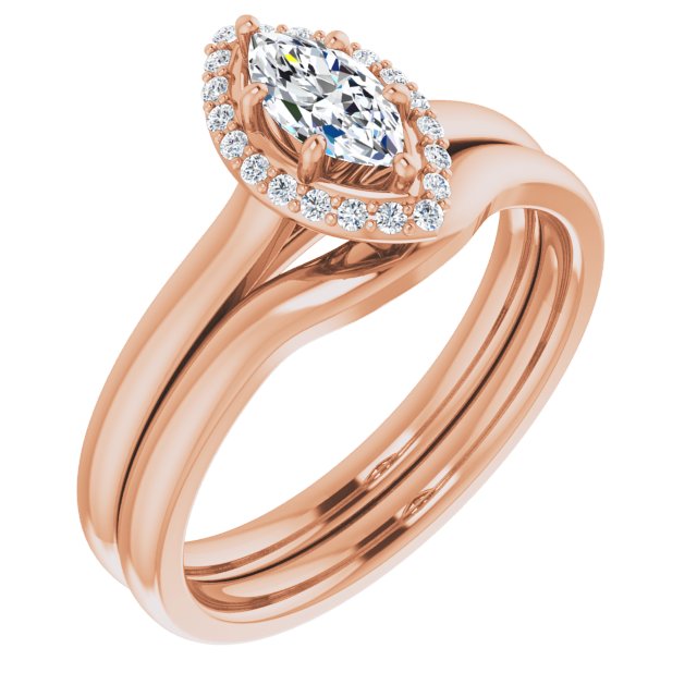 14 K Rose Gold Halo Engagement Ring - Image 6