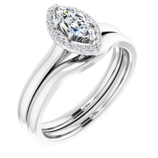 14 K White Gold Halo Engagement Ring - Image 6