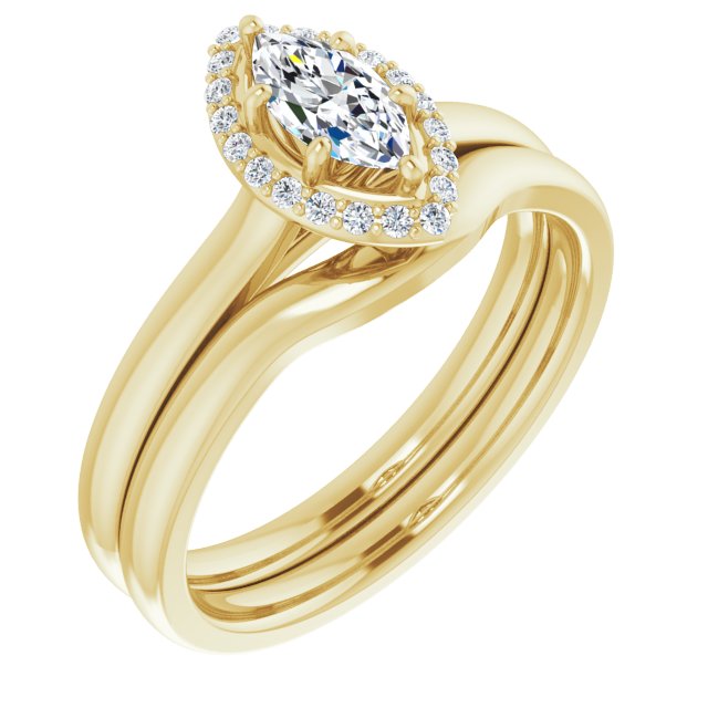 14 K Yellow Gold Halo Engagement Ring - Image 6