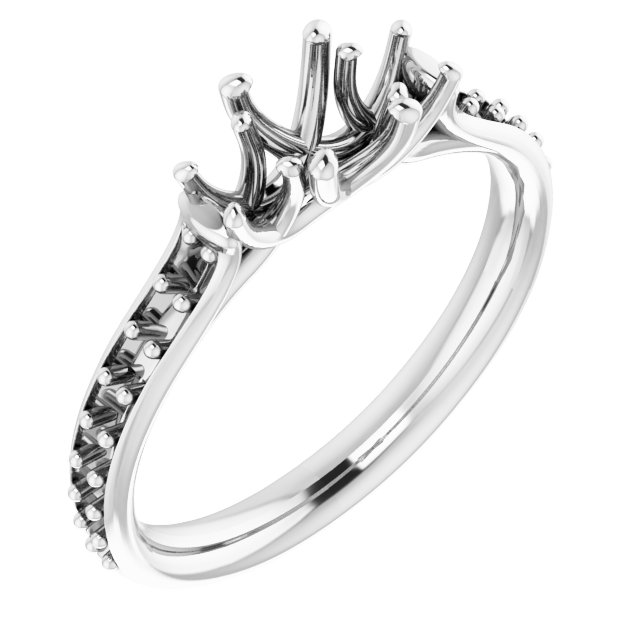 14K White 6x4 mm Oval 1/2 CTW Natural Diamond Semi-Set Engagement Ring