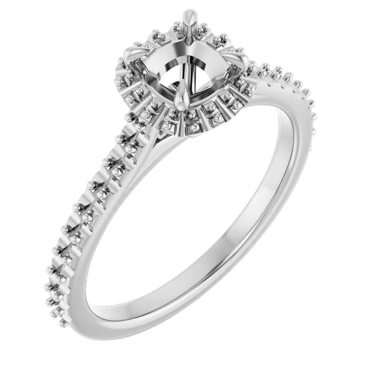 14K White 5 mm Cushion Forever One Moissanite and .625 CTW Diamond Engagement Ring Ref 13912237