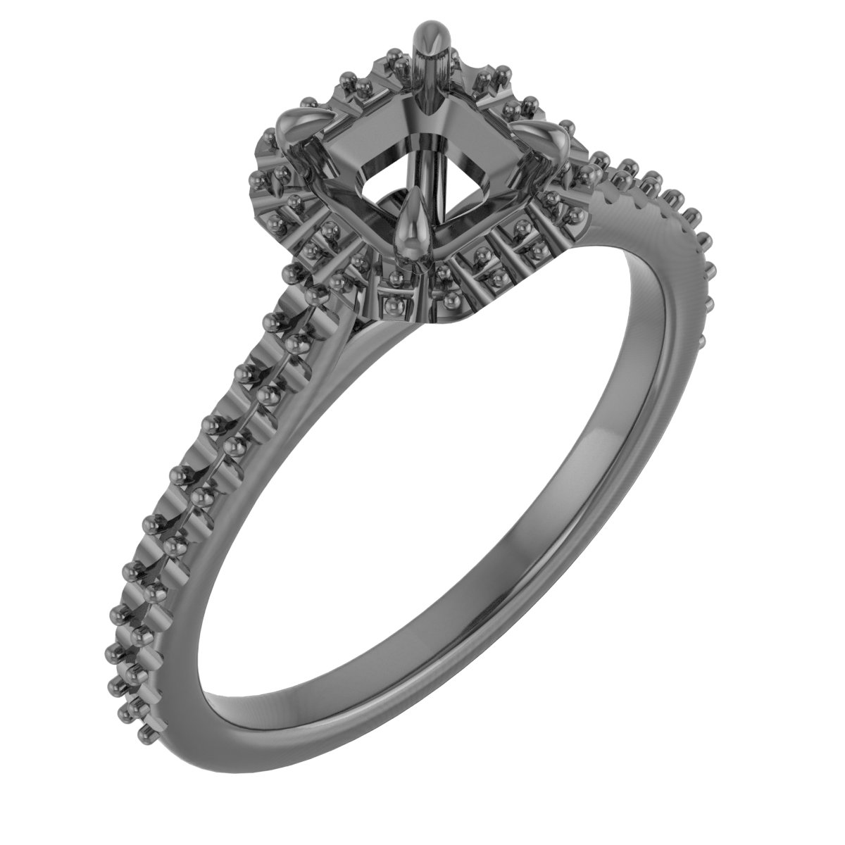 7x7 mm Heart Engagement Ring Mounting