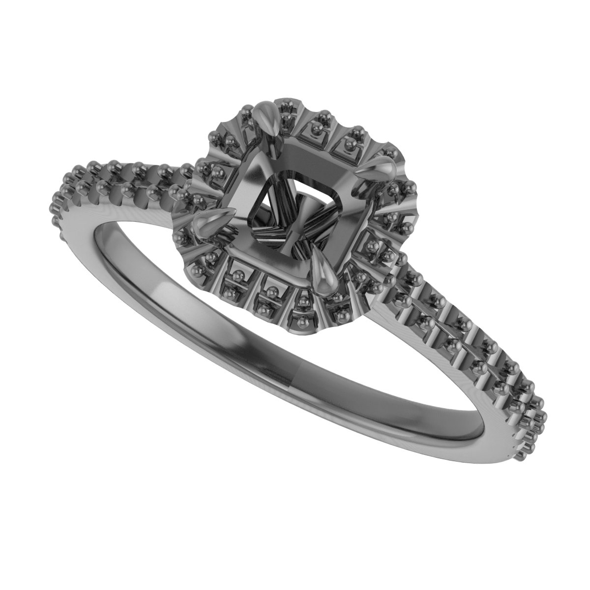 7x7 mm Heart Engagement Ring Mounting view 5