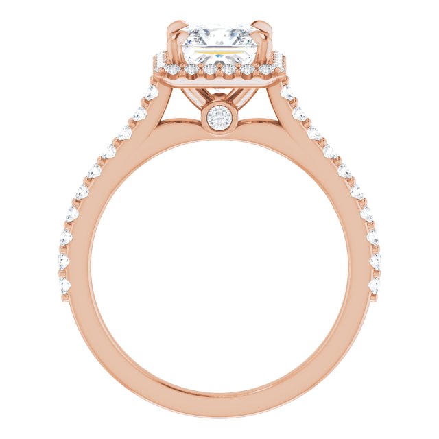 14 K Rose Gold Halo Engagement Ring - Image 3