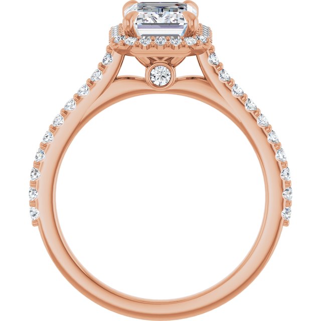 14 K Rose Gold Halo Engagement Ring - Image 2