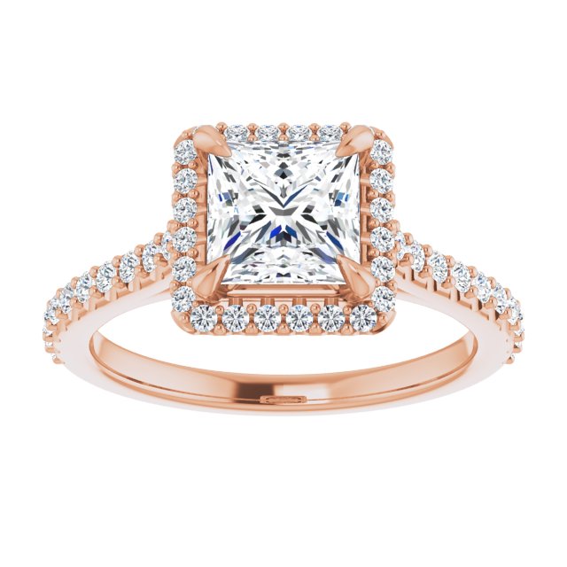 14 K Rose Gold Halo Engagement Ring - Image 6