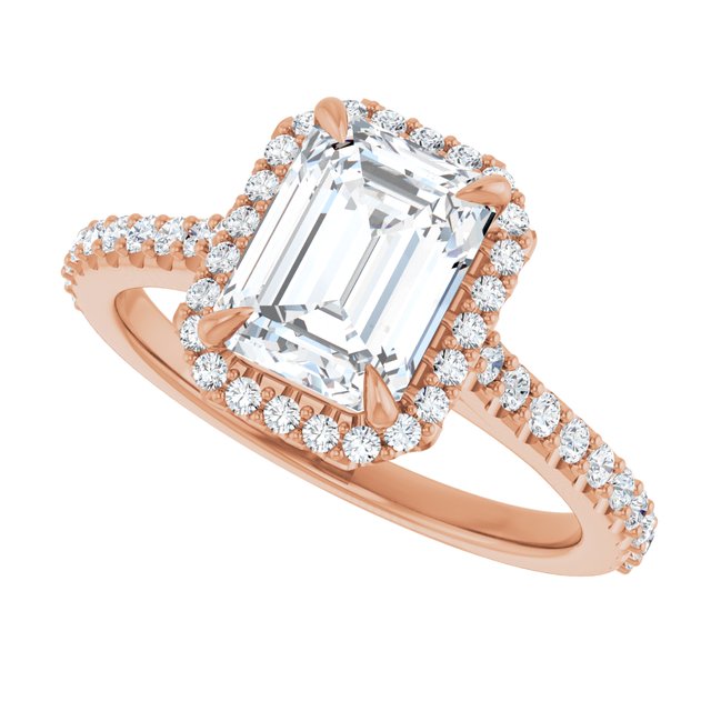 14 K Rose Gold Halo Engagement Ring - Image 5