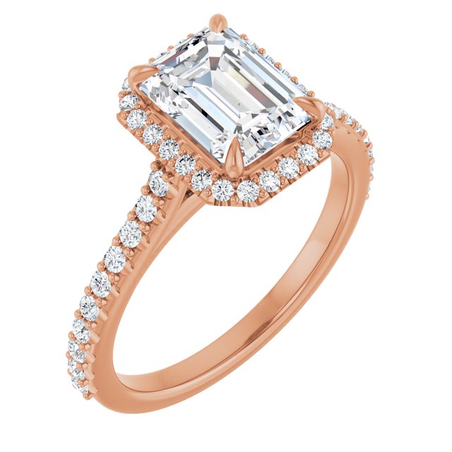 14 K Rose Gold Halo Engagement Ring