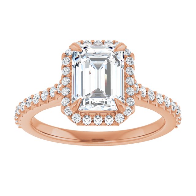 14 K Rose Gold Halo Engagement Ring - Image 3