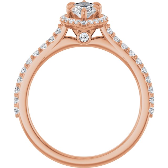 14 K Rose Gold Halo Engagement Ring - Image 2