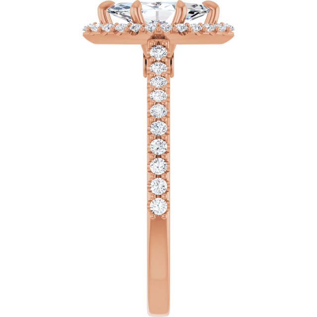 14 K Rose Gold Halo Engagement Ring - Image 4