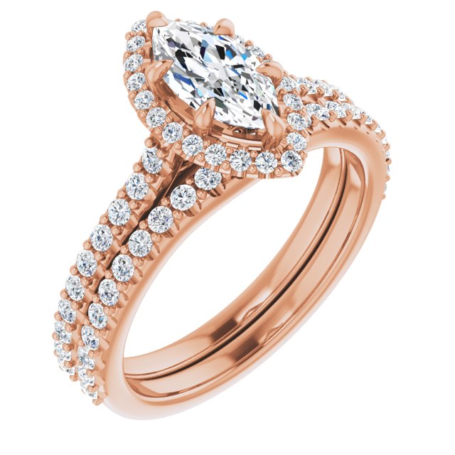 14 K Rose Gold Halo Engagement Ring