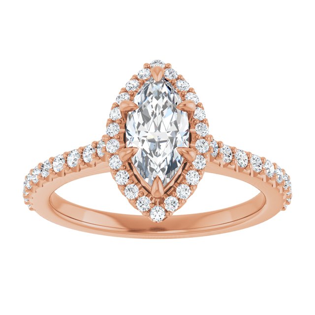 14 K Rose Gold Halo Engagement Ring - Image 3